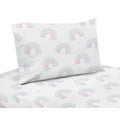 Sweet Jojo Designs Pastel Rainbow Collection 4 Piece Queen Sheet Set Blush Pink Purple Teal Blue And White