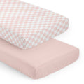 Sweet Jojo Designs Pink Gingham Checkered Plaid Girl 2 Pack Fitted Crib Sheets Solid Blush Vintage Classic Checkerboard