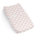 Sweet Jojo Designs Pink Gingham Checkered Plaid Girl Changing Pad Cover Sheet Vintage Classic Checkerboard Geometric Minimalist