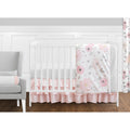 Sweet Jojo Designs Pink Grey White Shabby Chic Watercolor Floral Collection Baby Girl 11 Piece Bumperless Crib Bedding Set