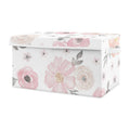 Sweet Jojo Designs Pink And Grey Rose Flower Watercolor Floral Collection Girl Kids Fabric Toy Bin Storage
