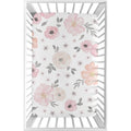 Sweet Jojo Designs Pink And Grey Watercolor Floral Collection Fitted Mini Portable Crib Sheet
