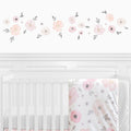 Sweet Jojo Designs Pink And Grey Watercolor Floral Collection Peel And Stick Wall Decal Stickers Art Nursery Decor Set Of 4