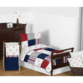 Sweet Jojo Designs Red White And Blue Baseball Patch Sports Collection Boy 5 Piece Toddler Size Comforter Set