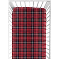 Sweet Jojo Designs Red And Black Woodland Plaid Flannel Rustic Patch Collection Fitted Crib Sheet