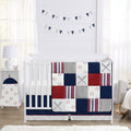 Sweet Jojo Designs Red White And Blue Baseball Patch Sports Collection Boy 4 Piece Crib Bedding Set
