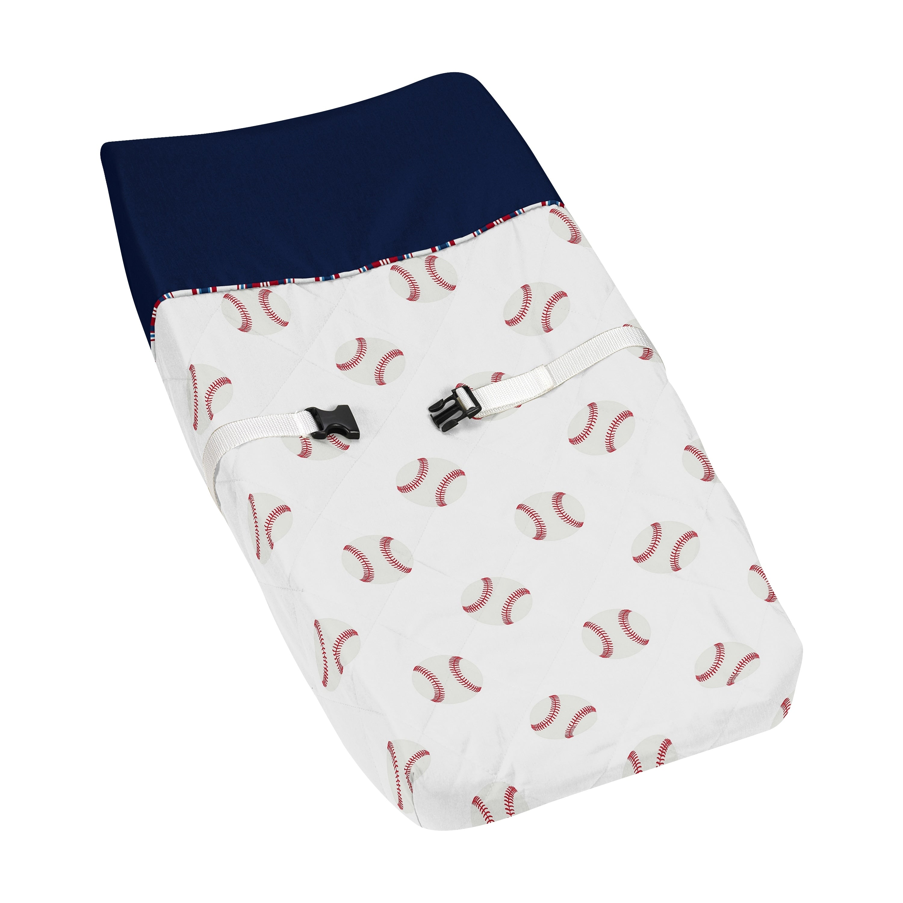 Sweet Jojo Designs Red White And Blue Baseball Patch Sports Collection Changing Pad Cover