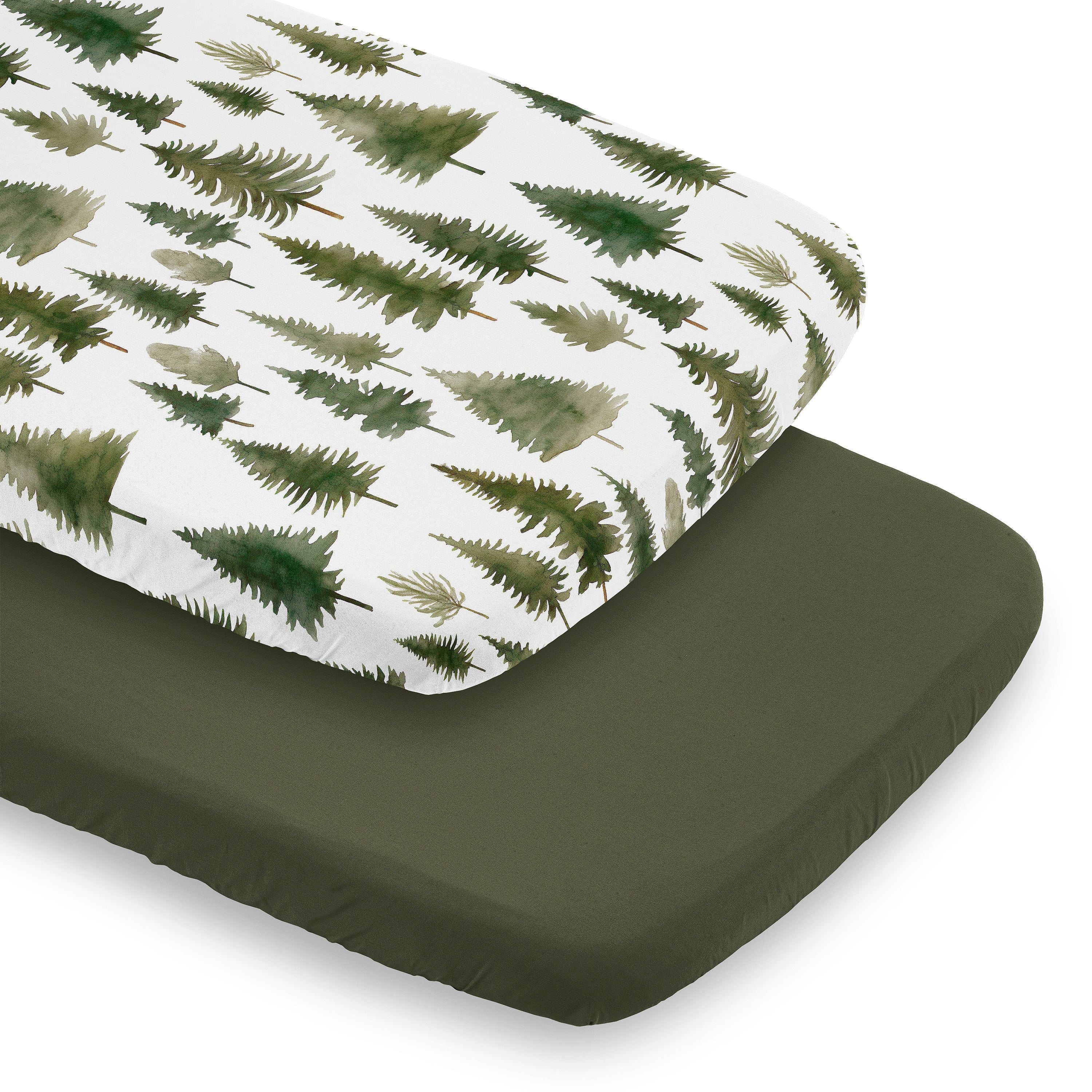 Sweet Jojo Designs Sage Green Woodland Boy Girl Unisex Gender Neutral 2 Pack Baby Bassinet Fitted Sheets Hunter Forest Tree