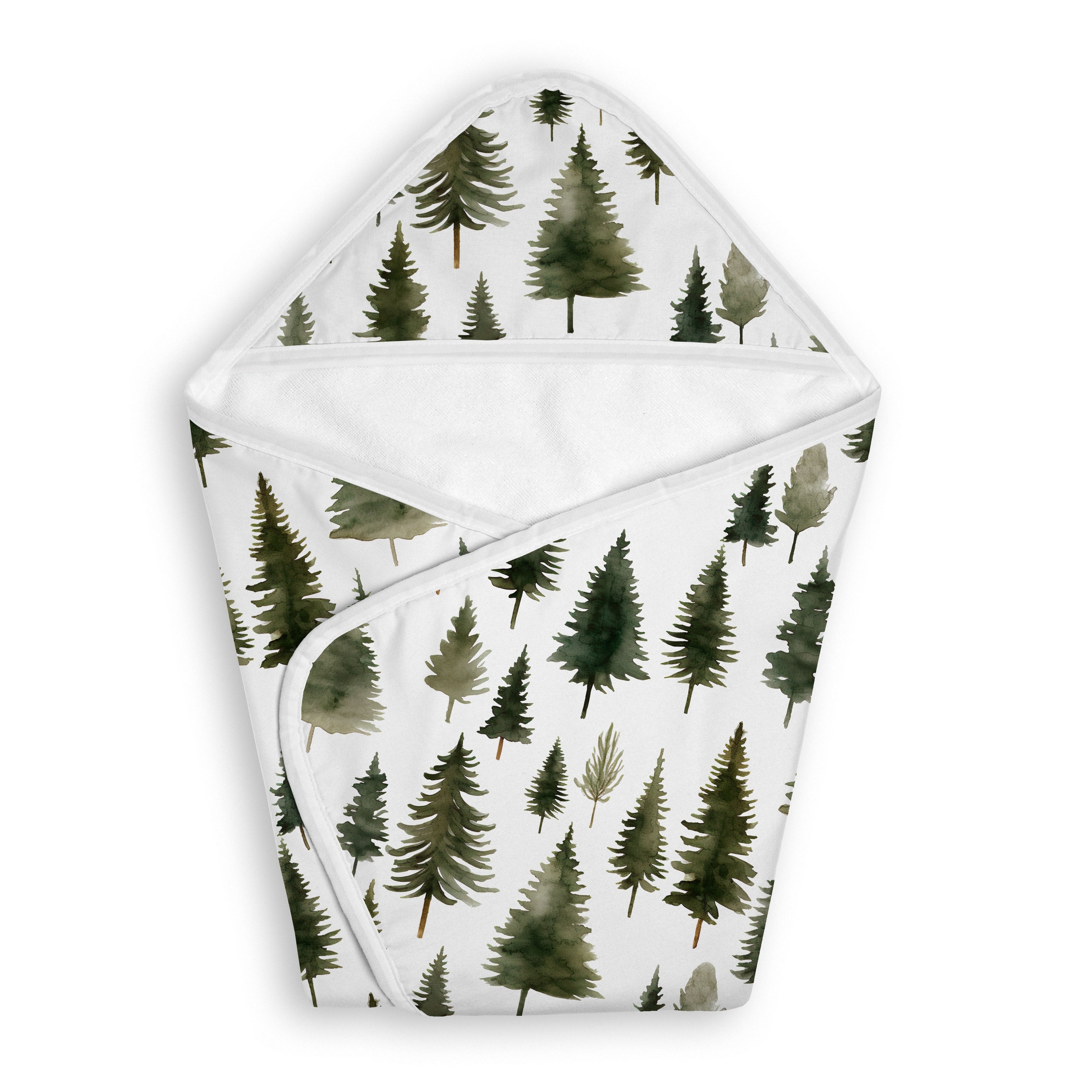Sweet Jojo Designs Sage Green Woodland Boy Girl Unisex Gender Neutral Hooded Baby Towels Toddler Bath Towel Forest Pinetree