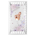 Sweet Jojo Designs Shabby Chic Floral Girl Photo Op Fitted Crib Sheet Lavender Purple Pink And Grey Watercolor Rose Flower