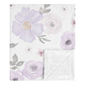 Sweet Jojo Designs Shabby Chic Watercolor Floral Collection Baby Receiving Security Swaddle Blanket Lavender Purple Pink Grey