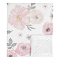 Sweet Jojo Designs Shabby Chic Watercolor Floral Collection Girl Baby Receiving Security Swaddle Blanket Blush Pink Grey White
