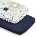Sweet Jojo Designs Star Moon Boy Girl Unisex Gender Neutral 2 Pack Baby Bassinet Fitted Sheets Solid Blue Celestial Stars
