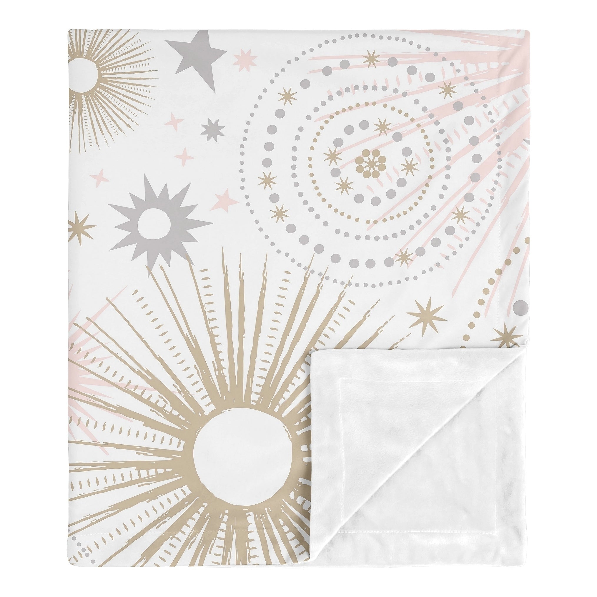 Sweet Jojo Designs Star And Moon Celestial Collection Girl Baby Receiving Security Swaddle Blanket Blush Pink Gold And Grey
