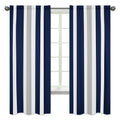 Sweet Jojo Designs Stripe Collection Navy Blue And Gray Window Curtain Panels