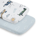 Sweet Jojo Designs Vintage Airplane Boy 2 Pack Baby Bassinet Fitted Sheets Blue Clouds Airplanes Air Plane Transportation