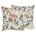 Sweet Jojo Designs Vintage Floral Boho 18 Inch Decorative Accent Throw Pillows Set Of 2 Pink Yellow Green White Shabby Chic