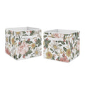 Sweet Jojo Designs Vintage Floral Boho Foldable Fabric Storage Bins Blush Pink Yellow Green White Shabby Chic Flower Farmhouse