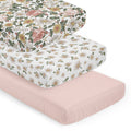 Sweet Jojo Designs Vintage Floral Boho Girl 3 Pack Fitted Crib Sheets Solid Blush Pink Daisies Bohemian Shabby Chic Flower