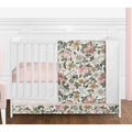 Sweet Jojo Designs Vintage Floral Boho Girl 4Pc Nursery Crib Bedding Set Blush Pink Yellow Green White Shabby Chic Farmhouse