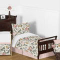 Sweet Jojo Designs Vintage Floral Boho Girl 5Pc Toddler Comforter Set Blush Pink Yellow Green White Shabby Chic Rose Farmhouse