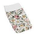 Sweet Jojo Designs Vintage Floral Boho Girl Changing Pad Cover Blush Pink Yellow Green White Shabby Chic Rose Flower Farmhouse