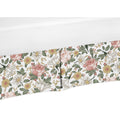 Sweet Jojo Designs Vintage Floral Boho Girl Crib Bed Skirt Blush Pink Yellow Green And White Shabby Chic Rose Flower Farmhouse