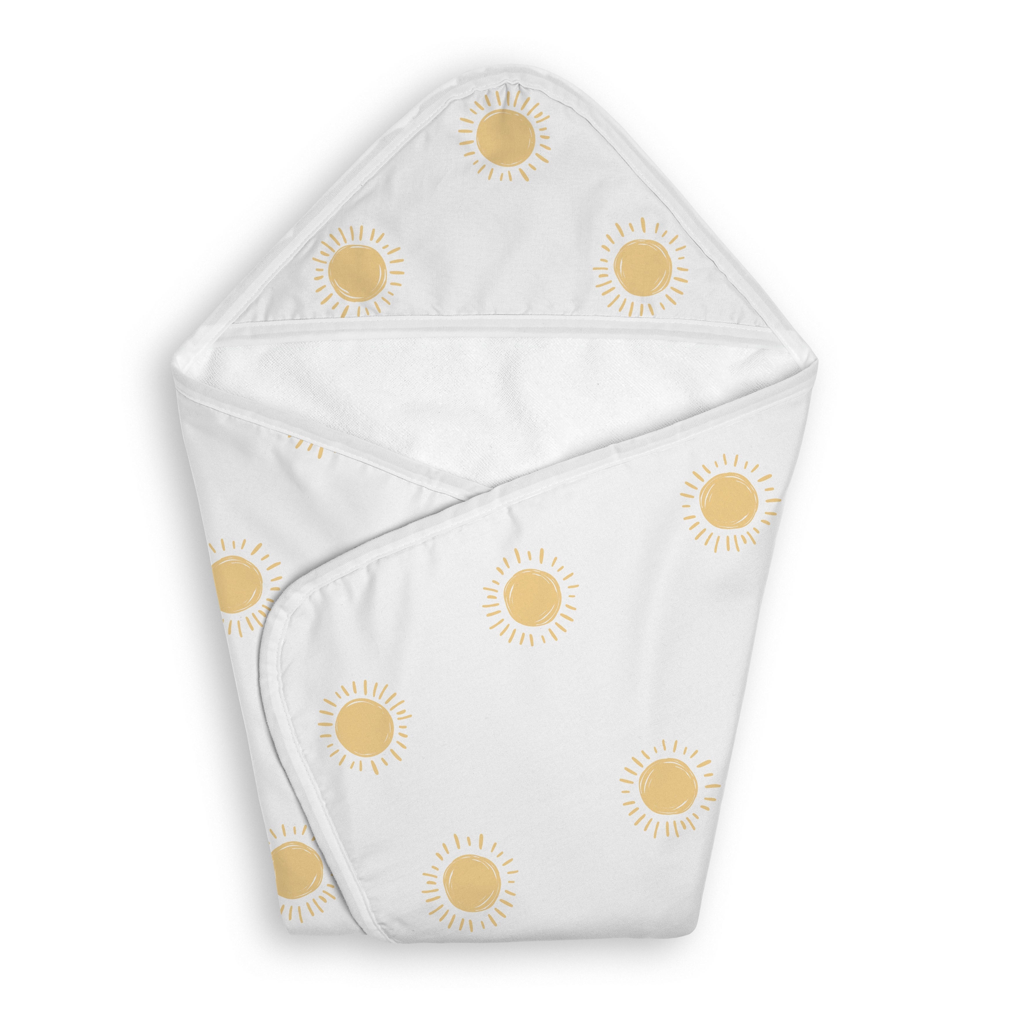 Sweet Jojo Designs White Yellow Boho Sun Boy Girl Unisex Gender Neutral Hooded Baby Towels Toddler Bath Towel Celestial