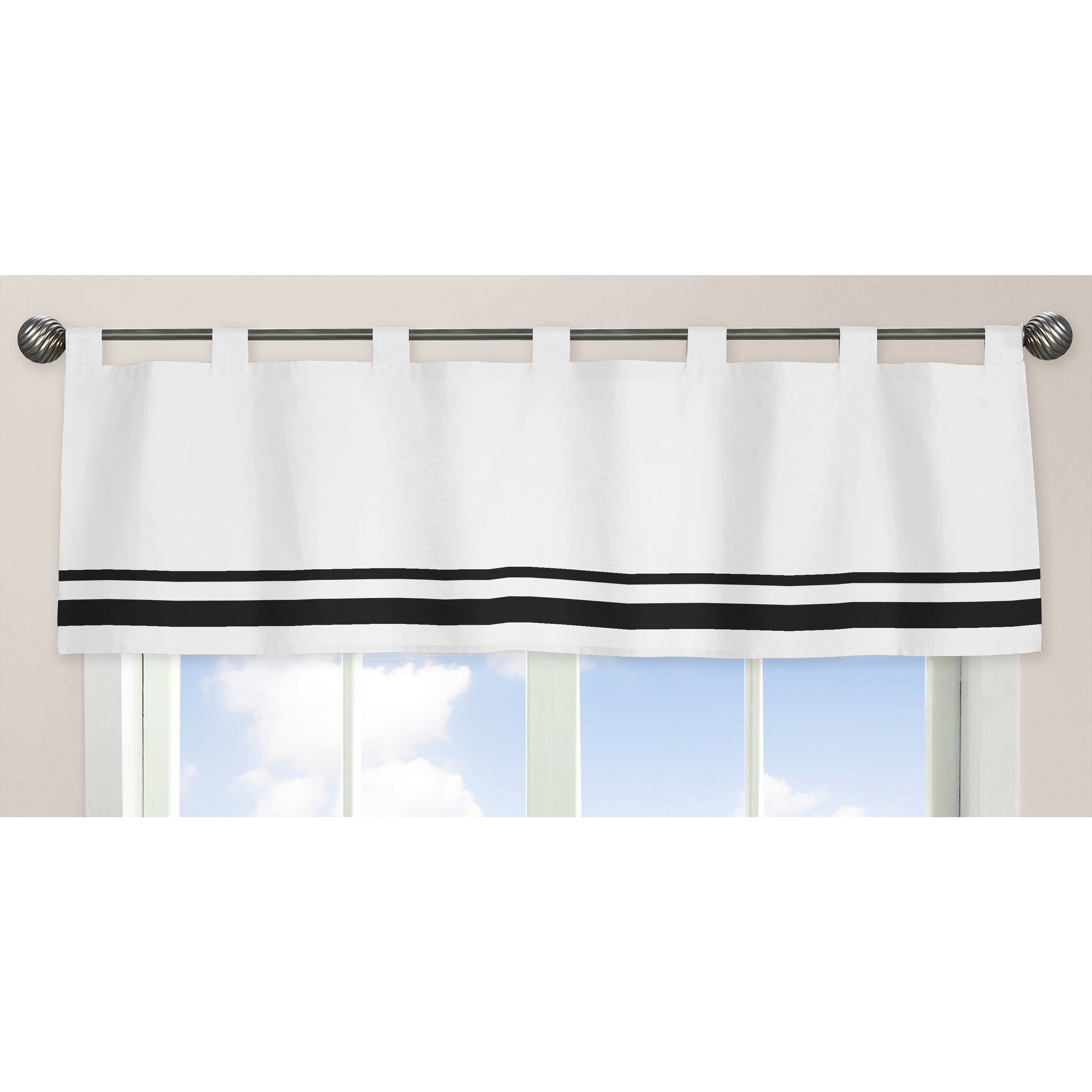 Sweet Jojo Designs White And Black Hotel Collection Window Curtain Valance
