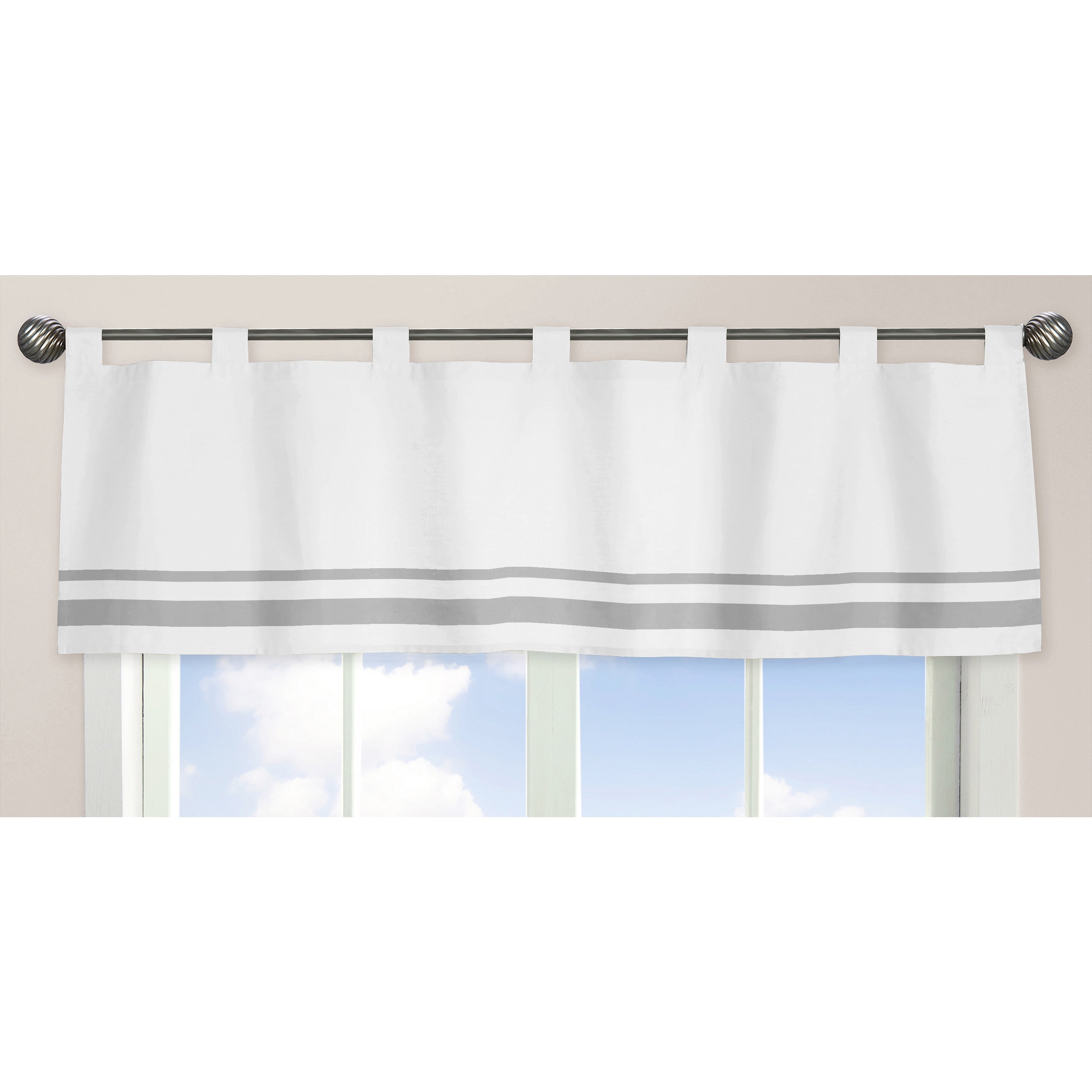 Sweet Jojo Designs White And Gray Hotel Collection Window Curtain Valance