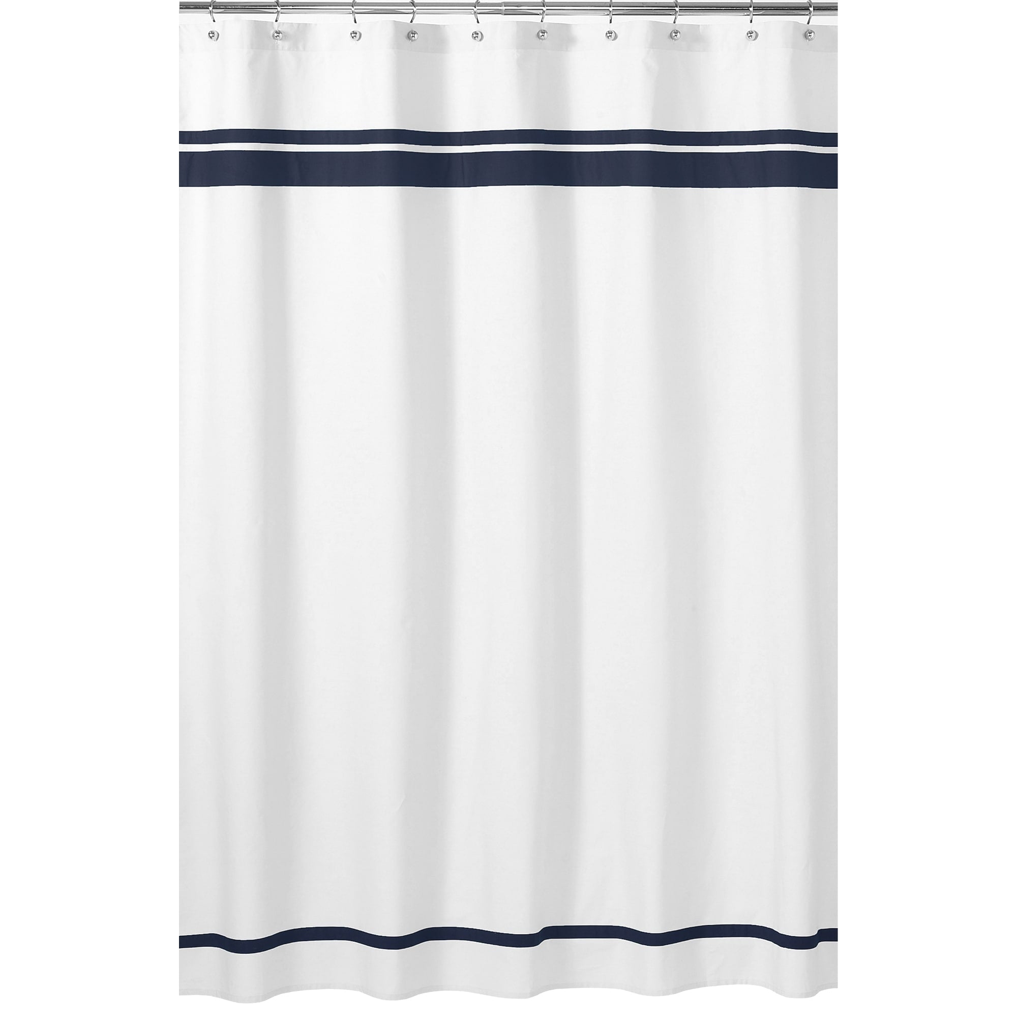 Sweet Jojo Designs White And Navy Hotel Shower Curtain