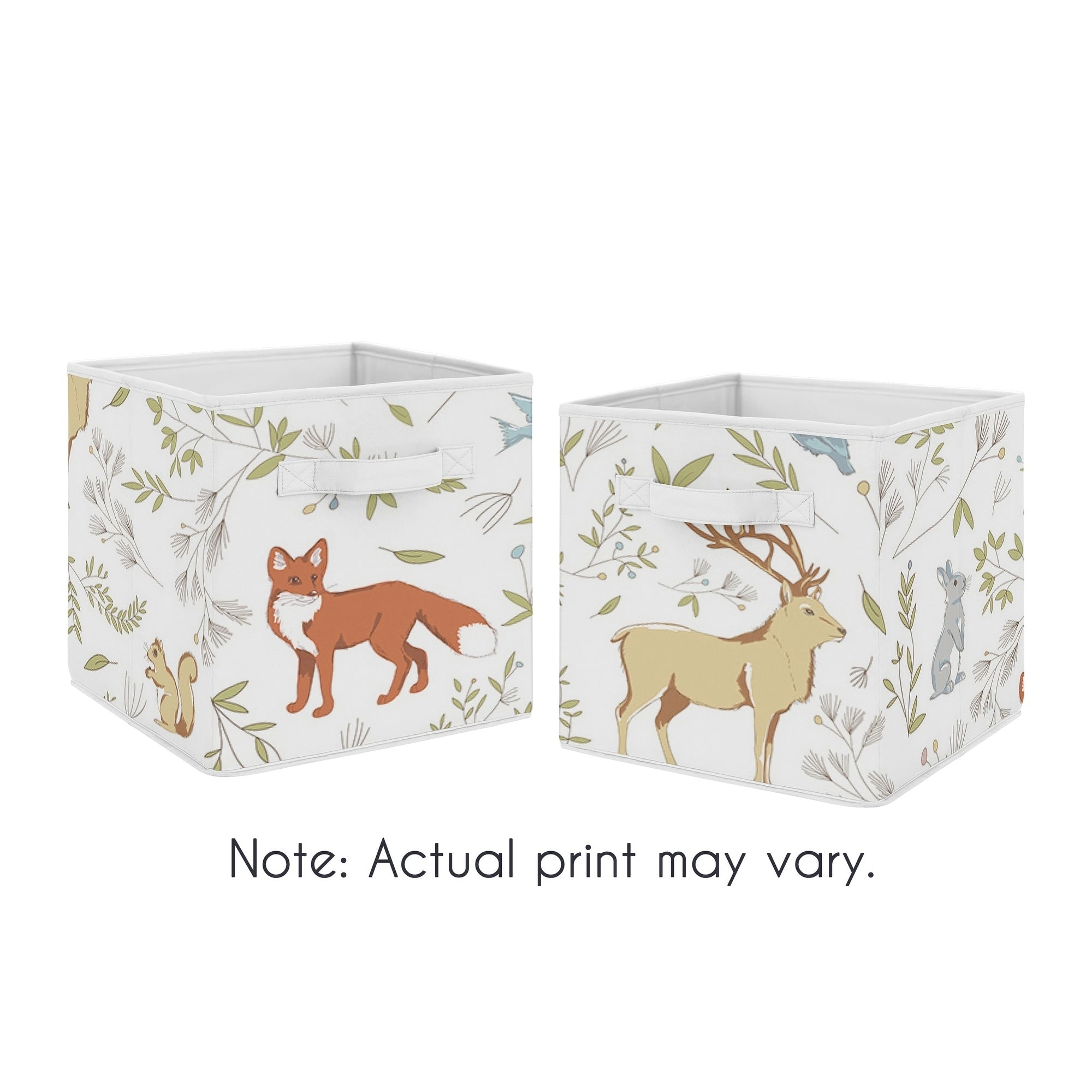 Sweet Jojo Designs Woodland Animal Toile Collection Foldable Fabric Storage Cube Bins Boxes Set Of 2