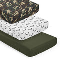 Sweet Jojo Designs Woodland Camo Deer Boy 3 Pack Fitted Crib Sheets Solid Forest Green Army Camouflage White Black Antler