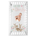 Sweet Jojo Designs Woodland Deer Floral Girl Photo Op Fitted Crib Sheet Blush Pink Mint Green Boho Watercolor Love You Deerly