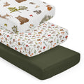 Sweet Jojo Designs Woodland Forest Animals Boy Girl Unisex Gender Neutral 3 Pack Fitted Crib Sheets Solid Green Mushrooms