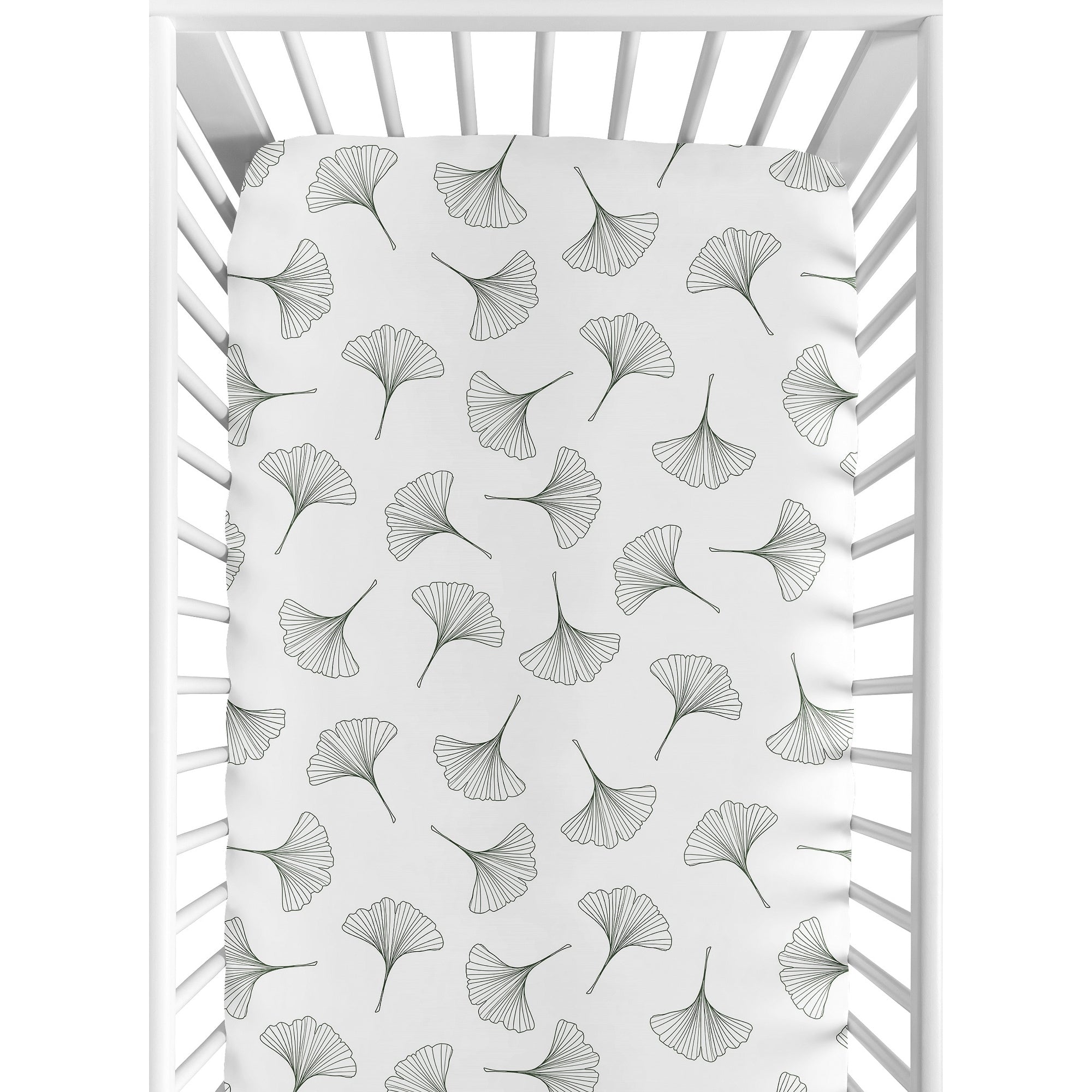 Sweet Jojo Designs Woodland Ginkgo Leaf Boy Girl Gender Neutral Fitted Crib Sheet Forest Greens Earthy Vintage Botanical