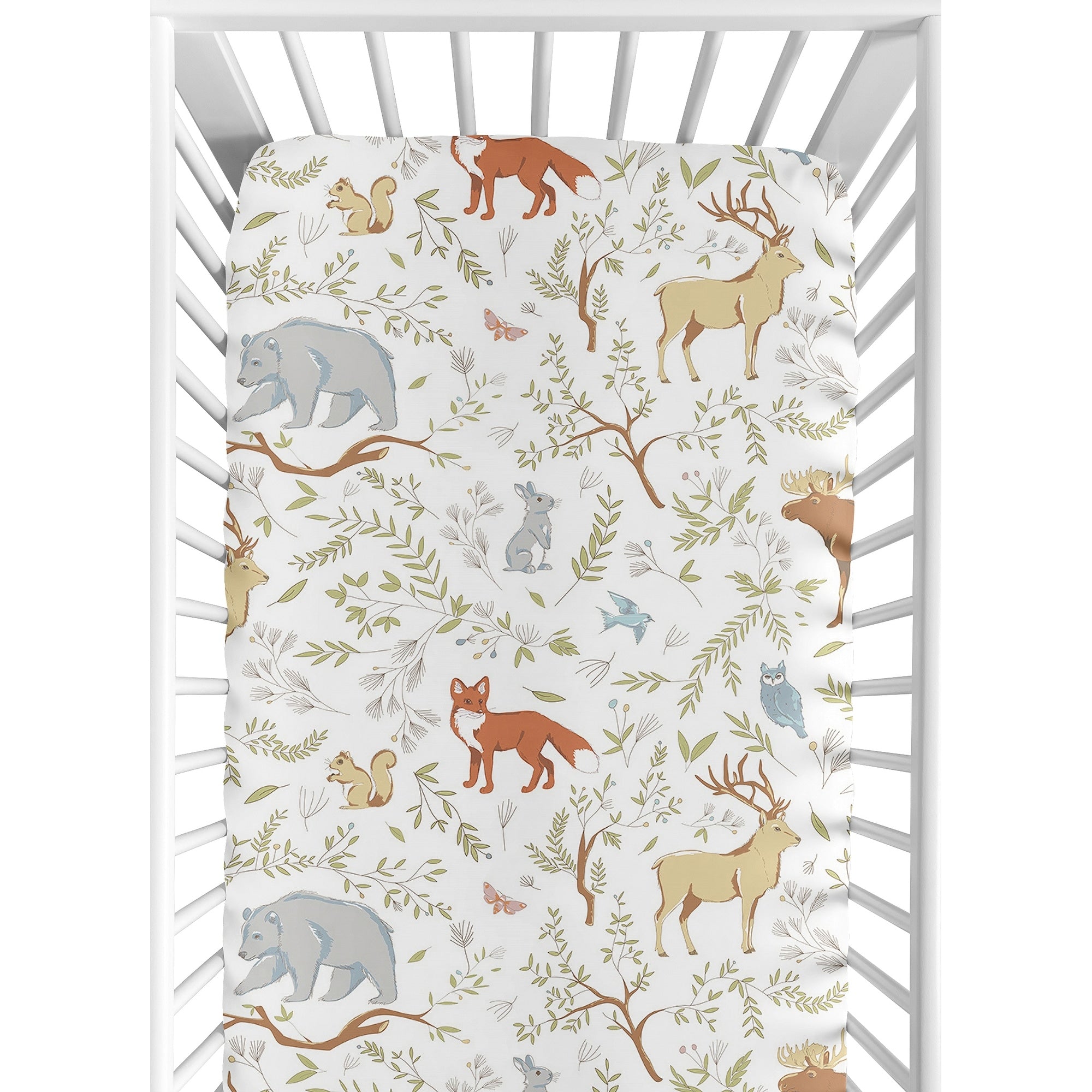 Sweet Jojo Designs Woodland Toile Collection Fitted Crib Sheet