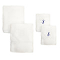 Sweet Kids 2 Piece White Turkish Cotton Bath And Hand Towel Set With Royal Blue Monogrammed Initial