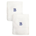 Sweet Kids 2 Piece White Turkish Cotton Hand Towels With Royal Blue Monogrammed Initial