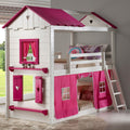 Twin Over Twin Sweetheart Bunk Bed In White And Pink With Pink Tent