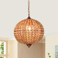 Swere 3 Light 16 Inch Wood Bead Globe Chandelier