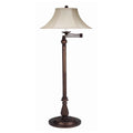 Swing Arm Metal Body Floor Lamp With Fabric Bell Shade Bronze And Beige
