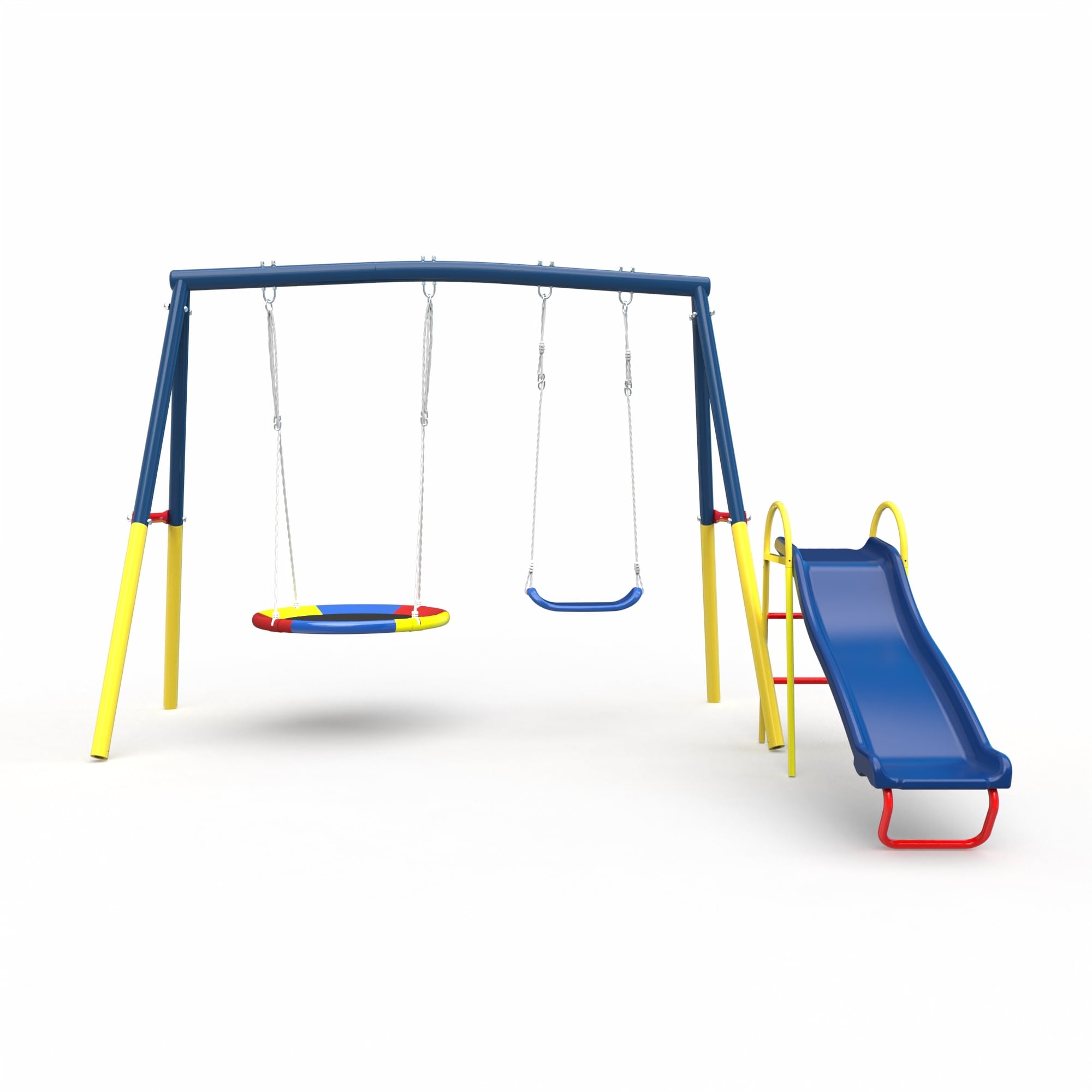Swing Sets For Backyard With Kids Slide Outdoor Heavy Duty Metal Playset 3 In 1 Swing Set With Slide