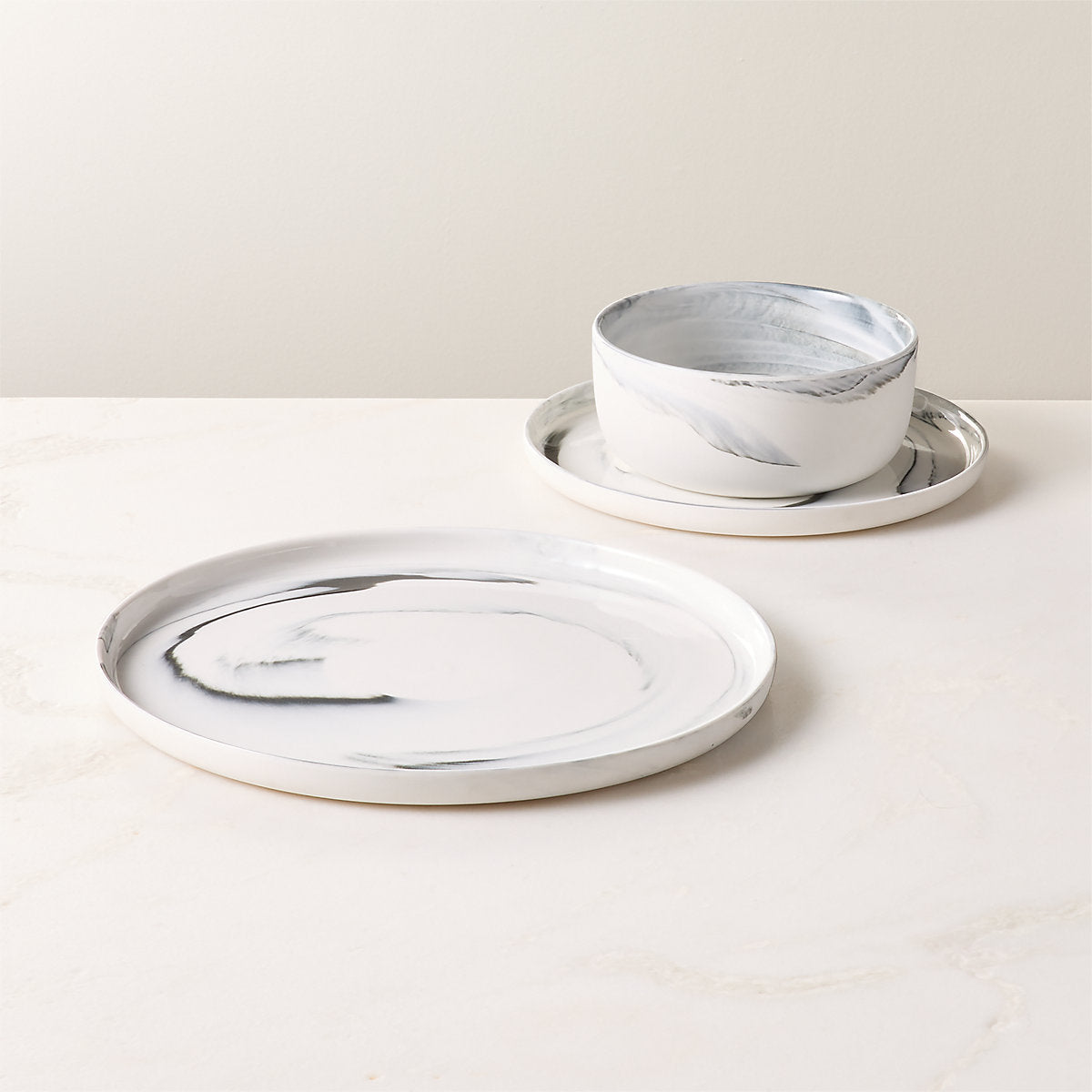 Swirl Black and White Dinner Plate by Jennifer Fisher