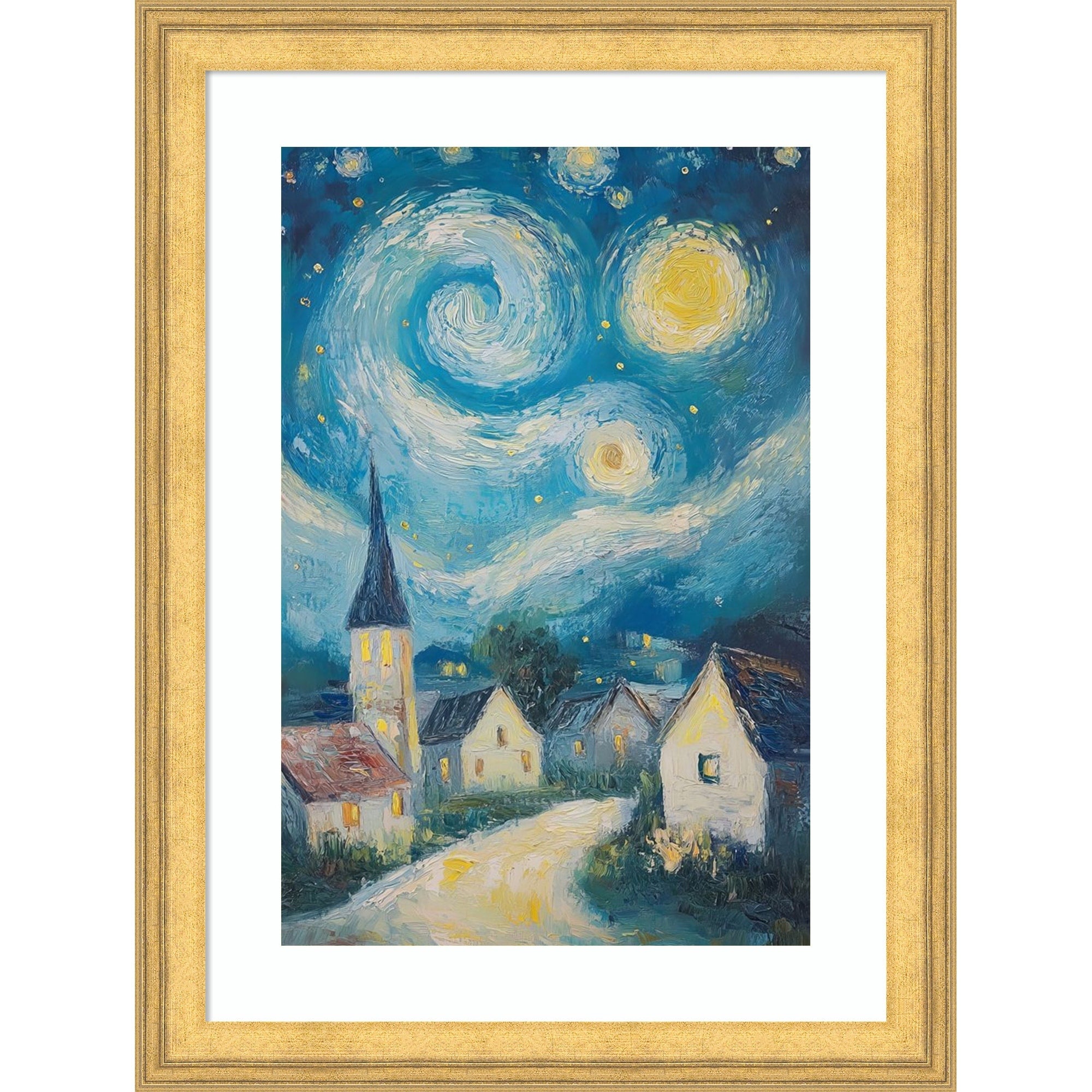 Swirling Night Sky By Tradelink Inhouse Artist Wood Framed Wall Art Print Owen Gold