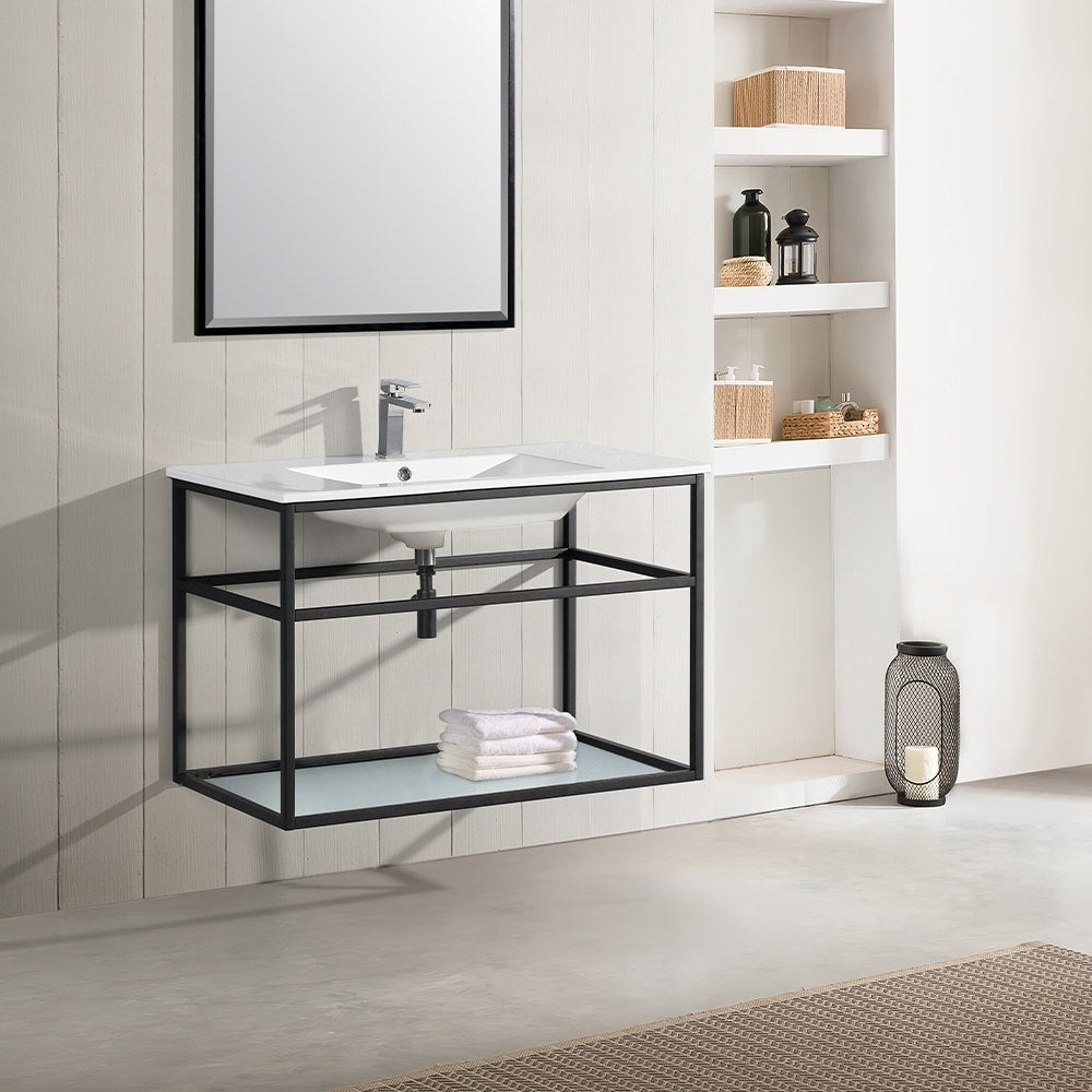 Pierre 36 Single Metal Frame Open Shelf Bathroom Vanity