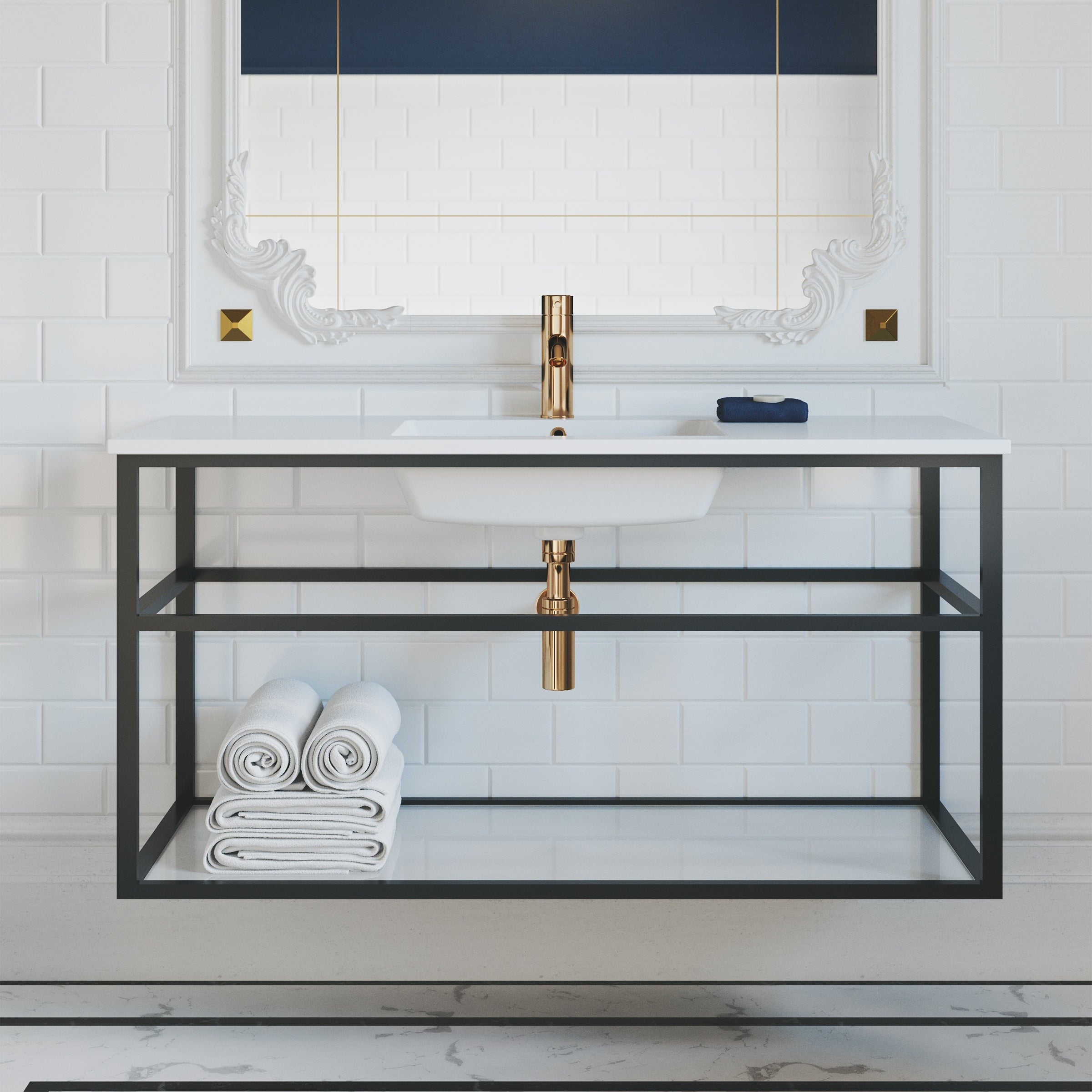 Swiss Madison Sm Bv554 Pierre 48 Single Metal Frame Open Shelf Bathroom Vanity