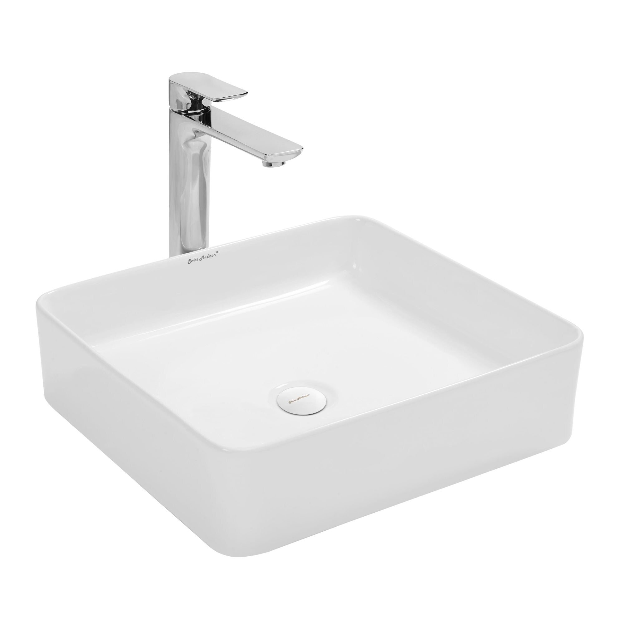 Swiss Madison Sm Vs232 Plaisir 15 7 10 Square Vessel Ceramic Bathroom Sink White