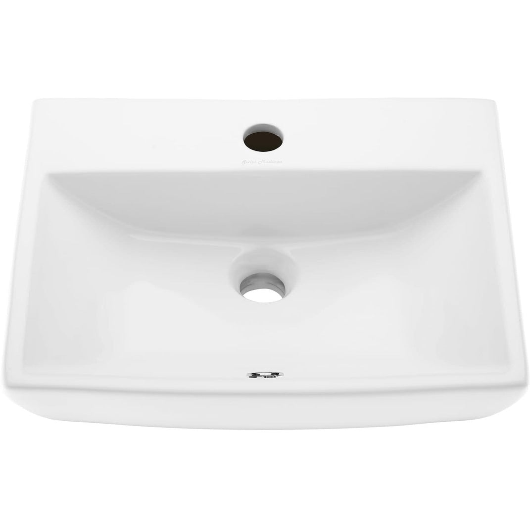 Swiss Madison Sm Ws317 Sublime 17 3 4 Rectangular Ceramic Wall Mounted Bathroom Sink With Overflow And Sin White