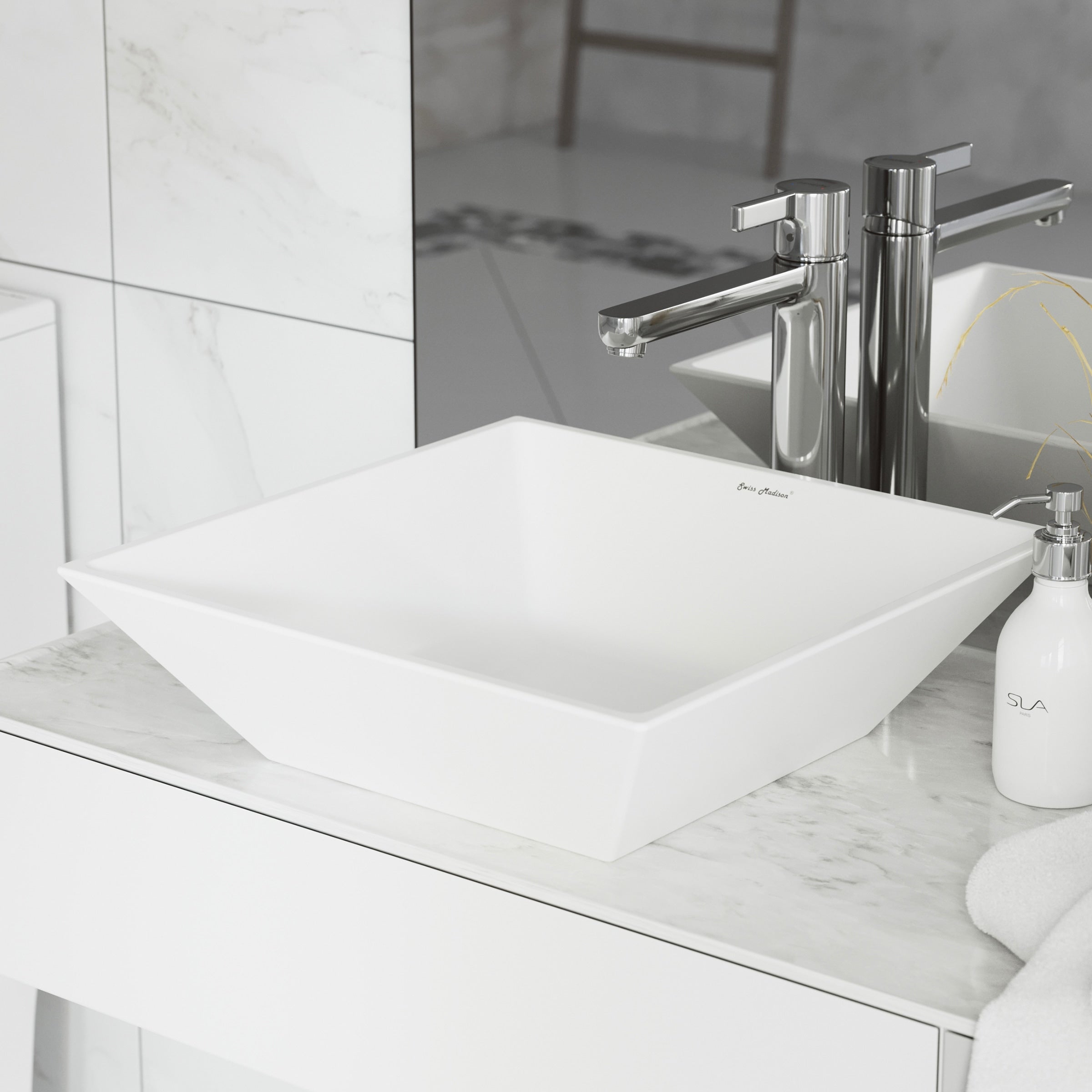 Swiss Madison St. Tropez Square Ceramic Bathroom Vessel Sink
